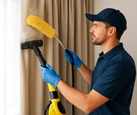 Trusted curtain steam cleaning technician Matty Curtain Cleaning deception-bay QLD