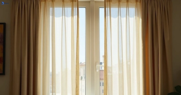 Dusty and dull curtains in deception-bay before steam cleaning